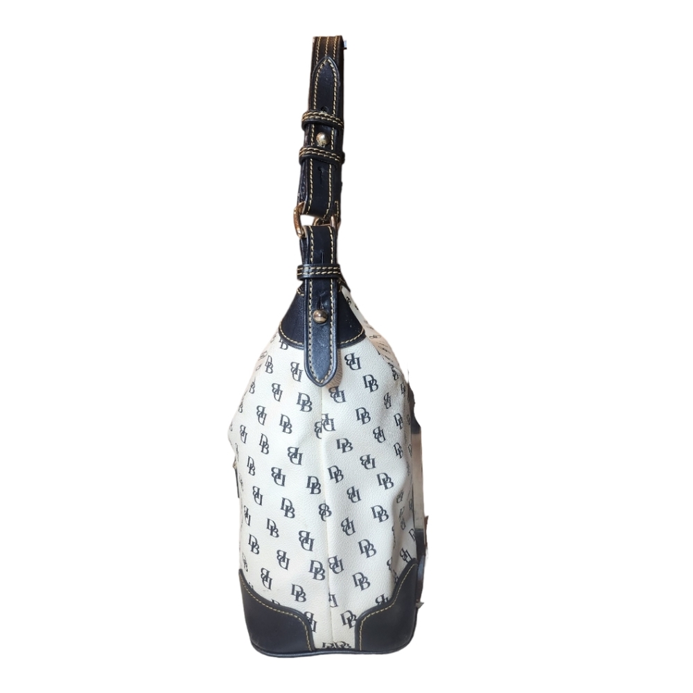 Dooney &  Bourke Signature Monogram Erica Shoulder Hobo Bag Black & White - Picture 4 of 16